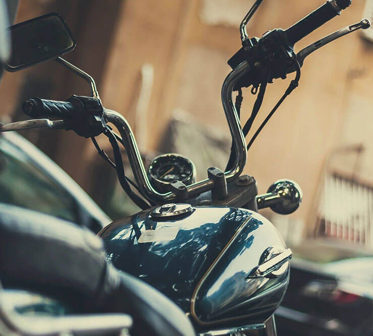 Vintage motorcycle handlebars close-up